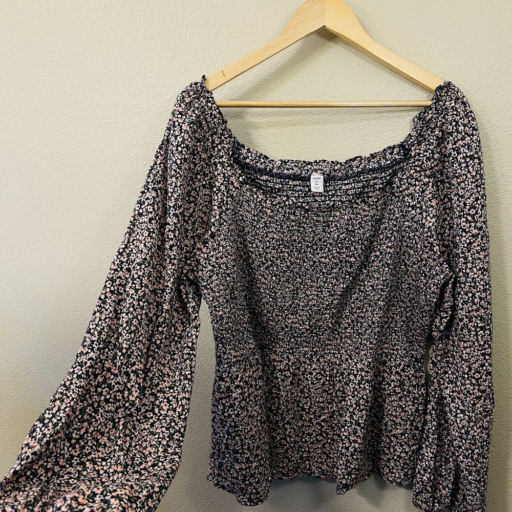 Old Navy Dainty Floral Peplum Top Wide Sleeve Smocked Fairy Cottage Size XL TALL